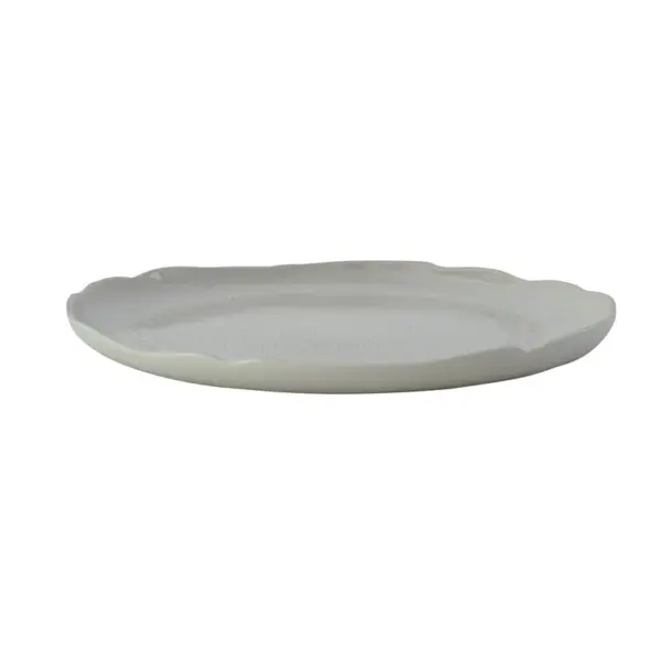 Flat round dish plume perle