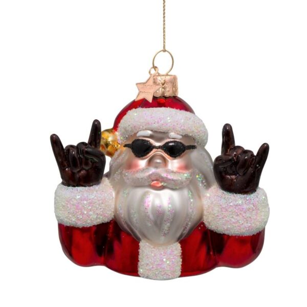 Ornament glass red opal cool santa