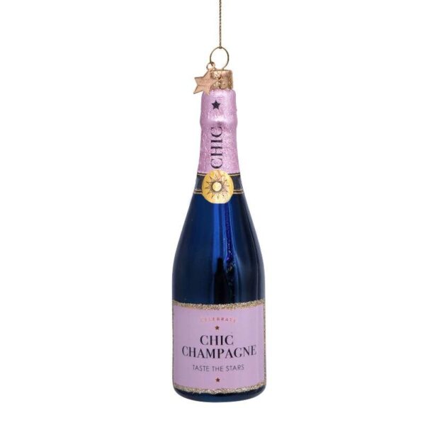 Ornament glass luxury pink bottle w/champagne