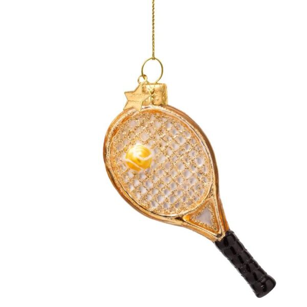 Ornament glass gold tennis racket