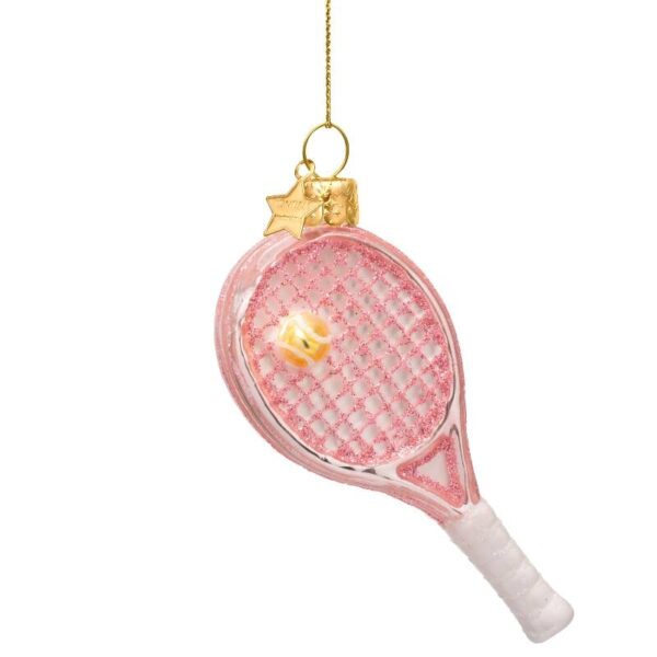 Ornament glass opal soft pink tennis racket