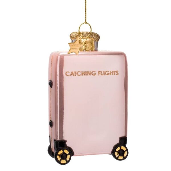 Ornament glass opal pink catching flight suitcase