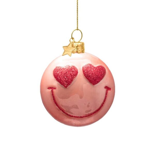 Ornament glass pink orange smiley