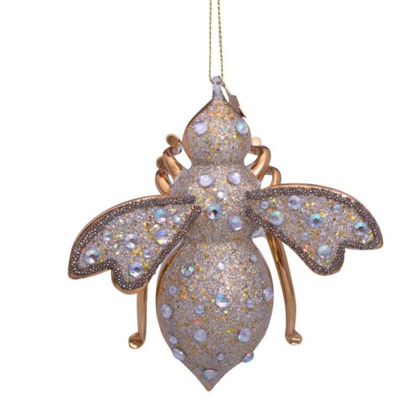 Ornament glass gold/diamonds bee
