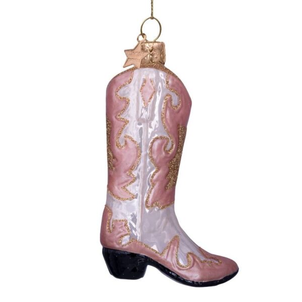 Ornament glass champagne opal cowboy boot