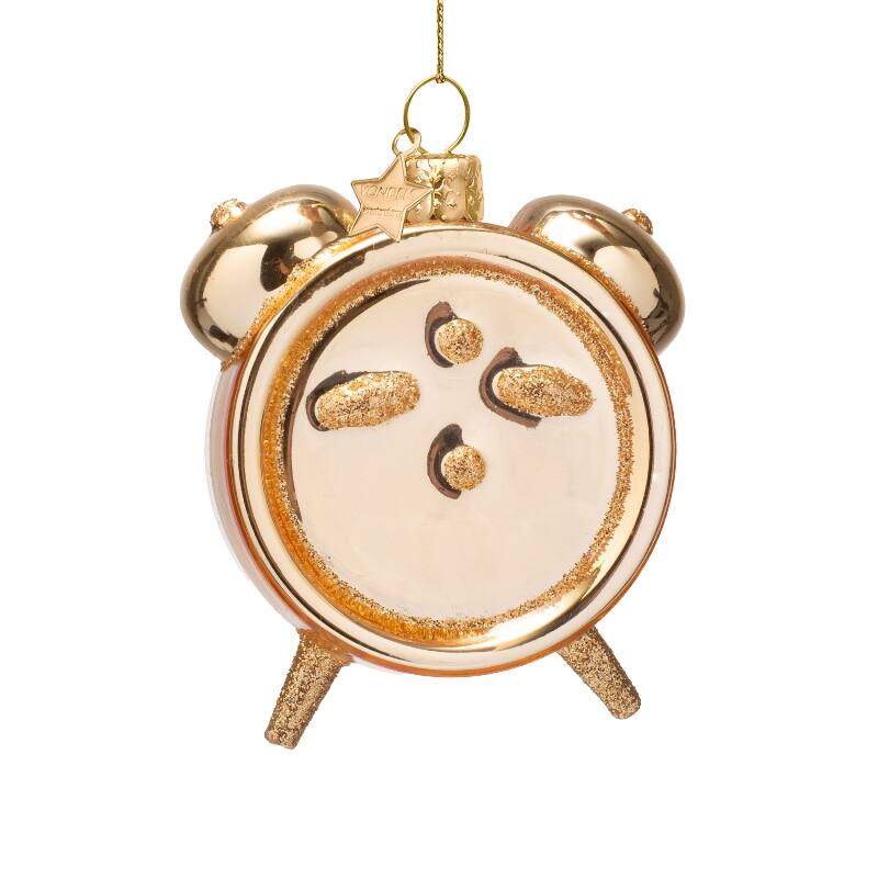 Ornament glass shiny gold wine o'clock alarm - Bilde 3