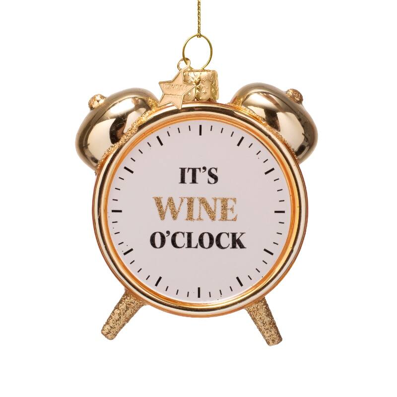 Ornament glass shiny gold wine o'clock alarm