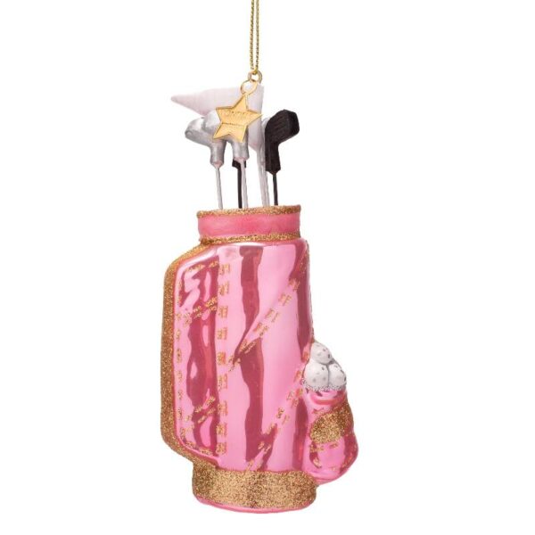 Ornament glass opal pink golf bag