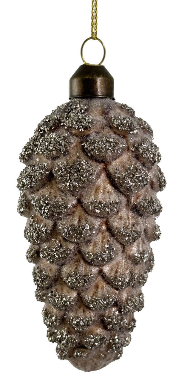 Glass cone sugared transparent mat w/glitter 11cm