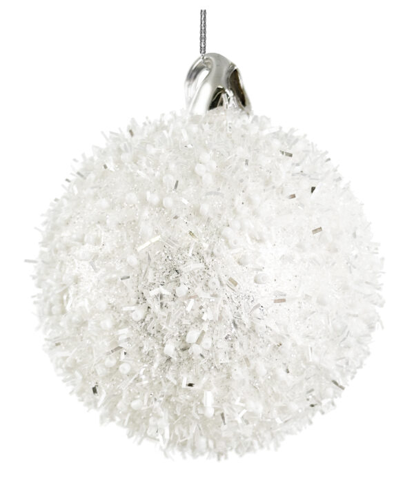 Glass ball white tinse beads 8cm