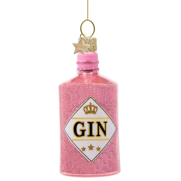 Ornament glass pink gin bottle