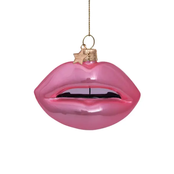 Ornament glass soft pink opal sensual lips 7,5 cm