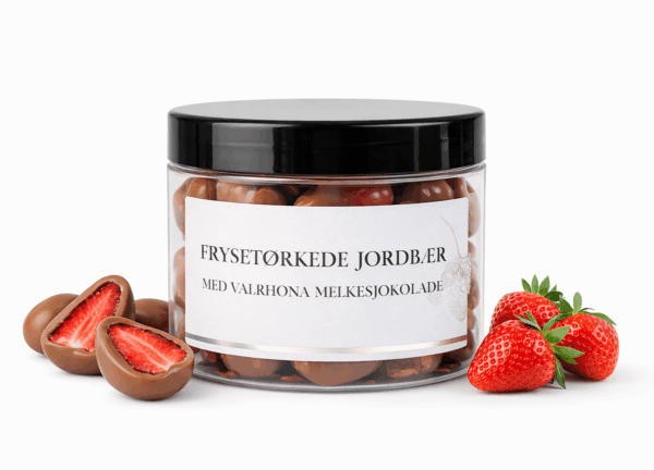 Frysetørkede jordbær med Valrhona melkesjokolade