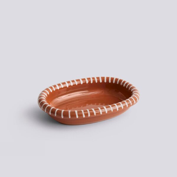 Barro oval dish small natural with stripes