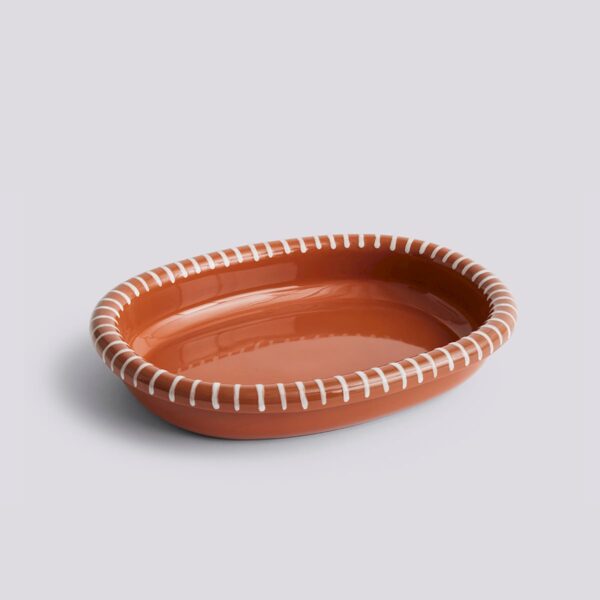 Barro oval dish large natural with stripes